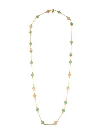 Pre-owned Kate Spade Crystal Resin Station Necklace, 17" In Green