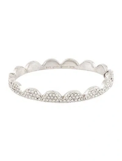Pre-owned Kate Spade Crystal Scalloped Hinge Bangle Bracelet, 6.75" In Multicolor