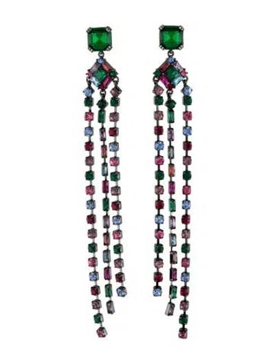 Pre-owned Kate Spade Crystal Shimmy Fringe Drop Earrings