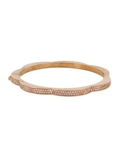 Pre-owned Kate Spade Crystal Sliced Scallops Pavé Hinged Bangle, 7.25" In Multicolor