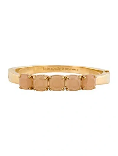 Pre-owned Kate Spade Crystal 'squared Away' Hinge Bangle Bracelet, 7" In Neutral