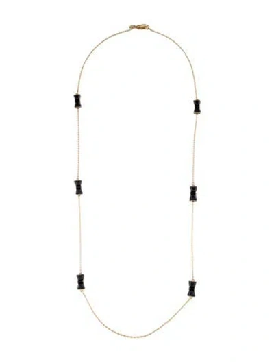 Pre-owned Kate Spade Crystal Station Necklace, 32" In Black