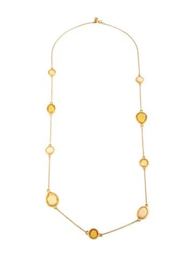Pre-owned Kate Spade Crystal Station Necklace, 32.5" In White/yellow
