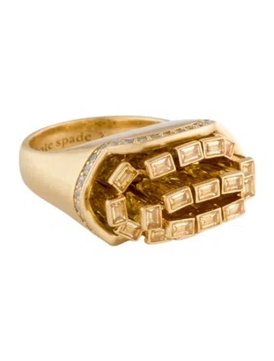 Pre-owned Kate Spade Crystal What A Snack Cocktail Ring