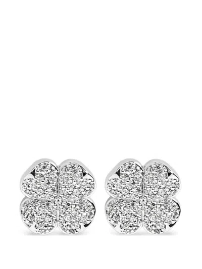 Kate Spade Crystal-embellished Clover Earrings In Transparent