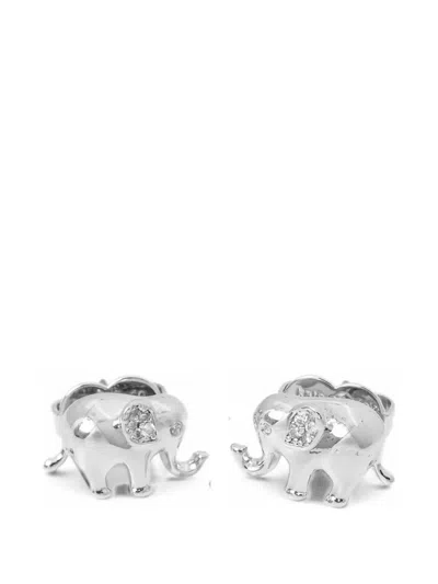 Kate Spade Crystal-embellished Elephant-shape Earrings In Silver