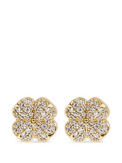 Kate Spade Crystal-embellished Flower-shaped Earrings In Gold