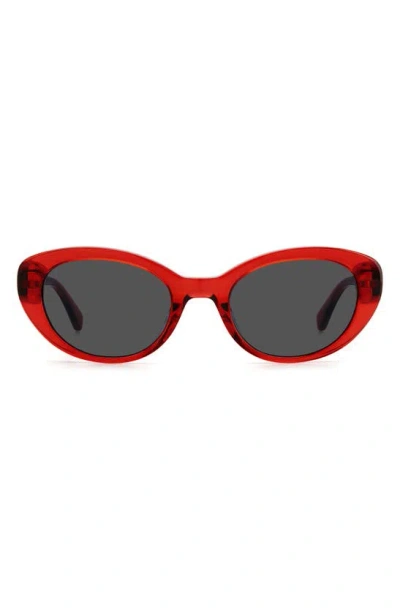 Kate Spade Crystals 51mm Round Sunglasses In Red/ Grey