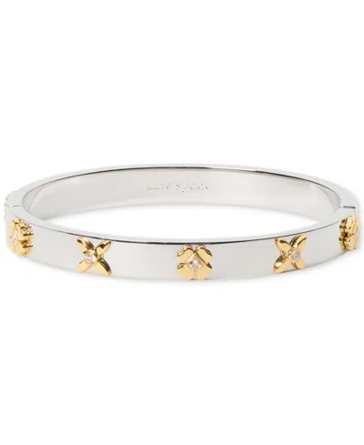 Kate Spade Cubic Zirconia & Color Inlay Flower Bangle Bracelet In Silver Gol