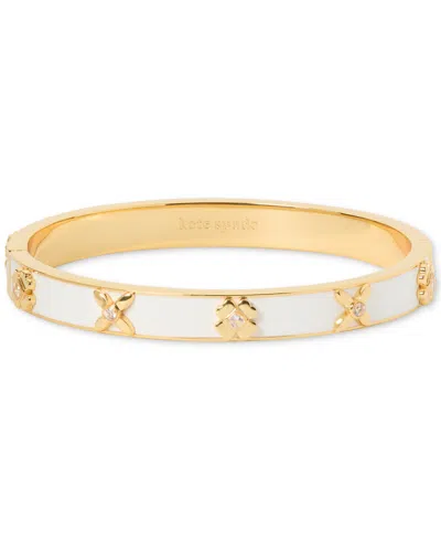 Kate Spade Cubic Zirconia & Color Inlay Flower Bangle Bracelet In White Gold