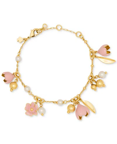 Kate Spade Cubic Zirconia & Glass Golden Bloom Bracelet In Orange
