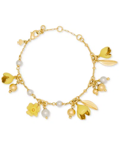 Kate Spade Cubic Zirconia & Glass Golden Bloom Bracelet In Pattern