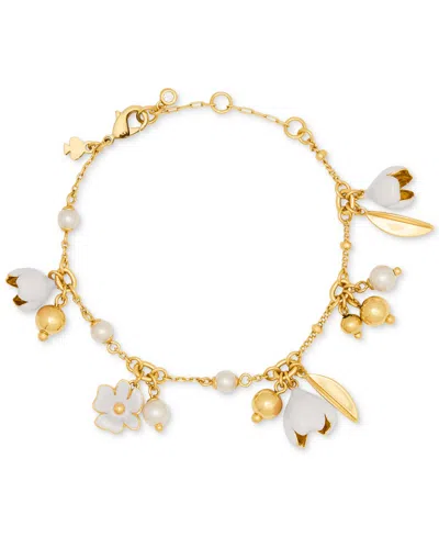 Kate Spade Cubic Zirconia & Glass Golden Bloom Bracelet In Red