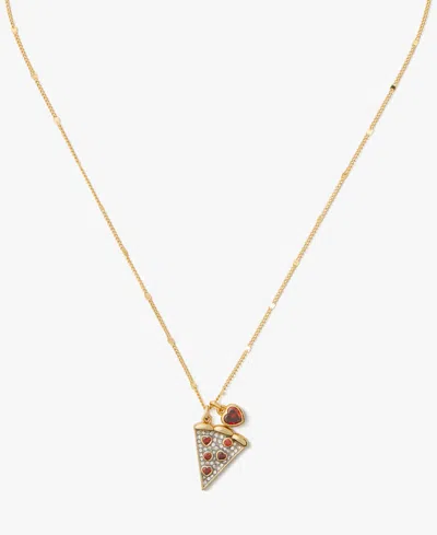 Kate Spade Cubic Zirconia And Glass Pizza My Heart Pendant Necklace In Gold
