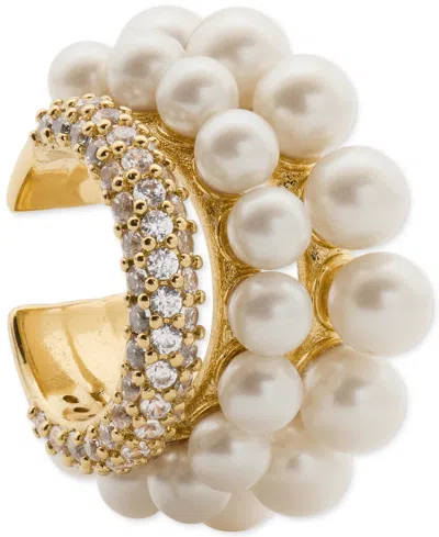 Kate Spade Cubic Zirconia & Imitation Pearl Ear Cuff Earrings In Orange