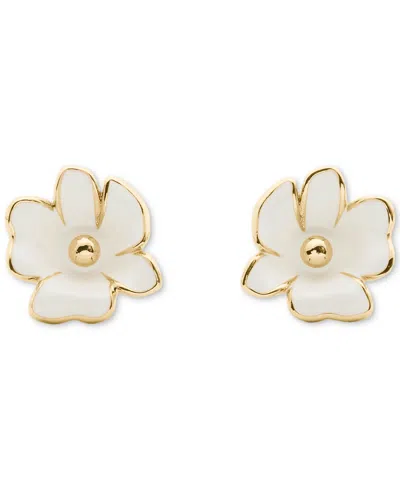 Kate Spade Cubic Zirconia Golden Bloom Flower Stud Earrings In Green