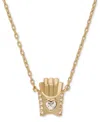 Kate Spade Cubic Zirconia Happy Fry-day Pendant Necklace In Gold