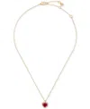 Kate Spade Cubic Zirconia Heart Halo Pendant Necklace, 16" + 3" Extender In Ruby,gold