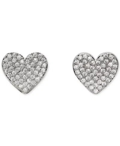 Kate Spade Cubic Zirconia Pave Heart Stud Earrings In Neutral
