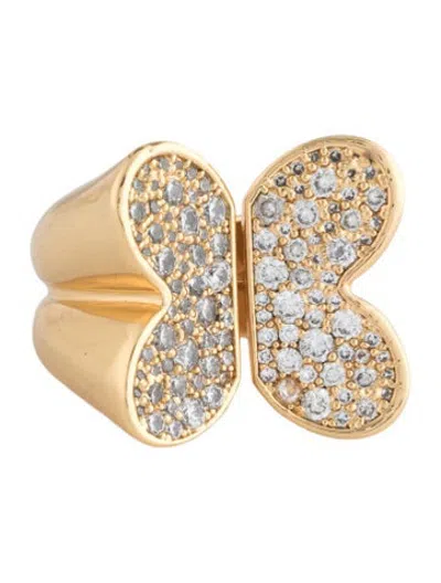 Pre-owned Kate Spade Cubic Zirconia Pavé In A Flutter Ring In Clear