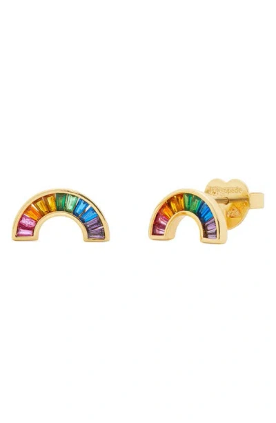 Kate Spade Cubic Zirconia Rainbow Stud Earrings In Gold