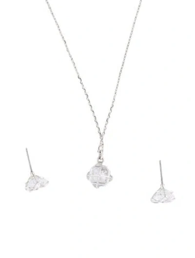 Pre-owned Kate Spade Cubic Zirconia 'something Sparkly' Butterfly Necklace & Stud Earrings Set In Clear