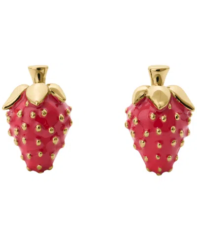 Kate Spade Cubic Zirconia Statement Strawberry Stud Earrings In Red