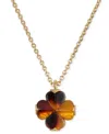 Kate Spade Cubic Zirconia Tortoise Flower Mini Pendant Necklace In Gold