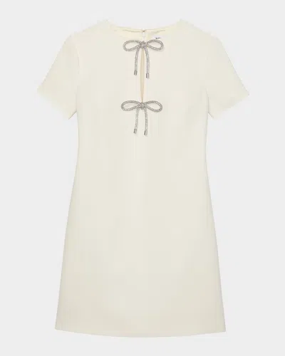 Kate Spade Cutout Rhinestone Bow Mini Dress In Cream