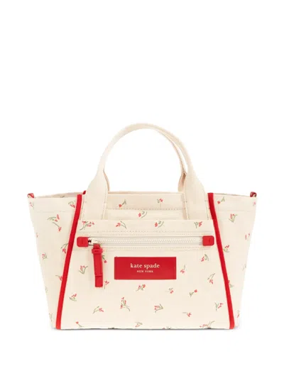 Kate Spade Dash Floral-print Canvas Tote Bag In Neutral