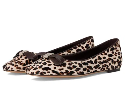 Kate Spade Deco Bow Downtown Leopard Haircalf Flat In Brown