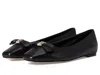 Kate Spade Deco Bow Smooth Leather Flat In Black