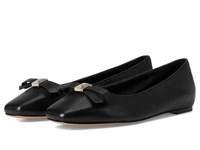 Kate Spade Deco Bow Smooth Leather Flat In Black