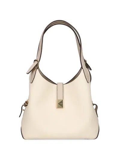 Kate Spade Deco Buckle Leather Tote Bag In Neutral
