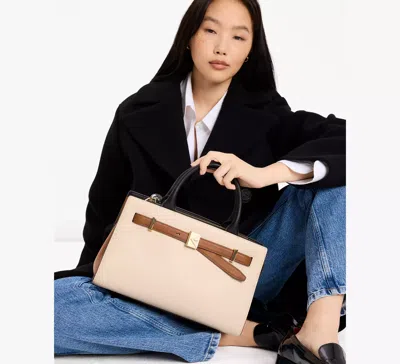 Kate Spade Deco Colorblocked Medium Satchel In Milk White