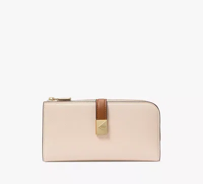 Kate Spade Deco Colorblocked Zip Slim Wallet In Milk White