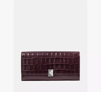 Kate Spade Deco Croc Embossed Large Flap Wallet In Purple