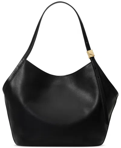 Kate Spade Deco Extra Large Fine Grain Leather Tulip Tote In Black