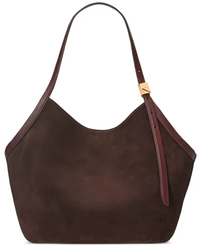 Kate Spade Deco Extra Large Suede Tulip Tote In Brown
