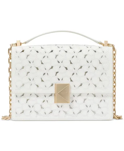 Kate Spade Deco Eyelet Chain Strap Leather Shoulder Bag In True White