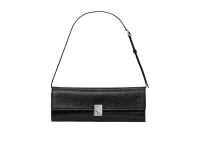 Kate Spade Deco Glazed Leather Soft Mini Shoulder Wallet Handbags Black: One Size
