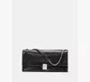 Kate Spade New York Deco Glazed Leather Convertible Chain Shoulder Bag In Black