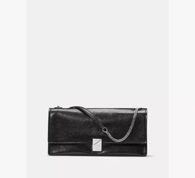 Kate Spade Deco Glazed Leather Soft Shoulder Bag In Black
