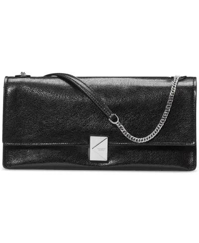 Kate Spade Deco Glazed Leather Soft Shoulder Bag In Black