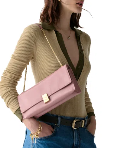 Kate Spade Deco Glazed Leather Soft Shoulder Bag In Pink