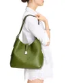 Kate Spade Deco Large Pebbled Leather Shoulder Bag In Green