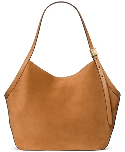 Kate Spade Deco Large Suede Tulip Tote Bag In Brown