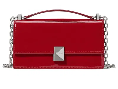 Kate Spade Deco Patent Leather Mini Flap Chain Crossbody Wallet Handbags Dark Scarlet: One Size In Pink