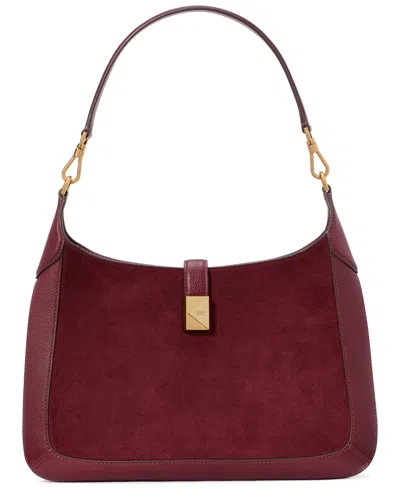 Kate Spade Deco Pebbled Leather & Suede Hobo Bag In Cherry Juice Multi