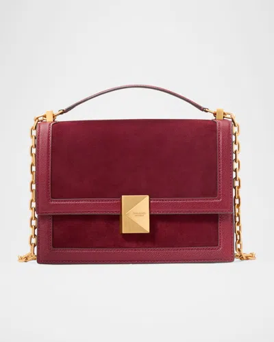 Kate Spade Deco Pebbled Leather & Suede Shoulder Bag In Cherry Juice Multi